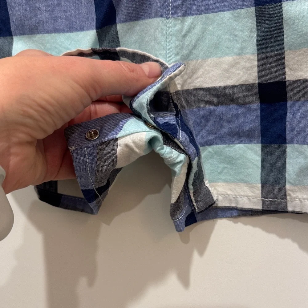 GAP Navy and White Plaid Baby Romper 12-18 months